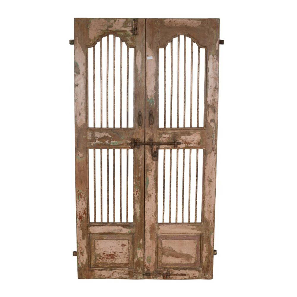 Antique Indian Teak Wood and Iron Jali Doors (177cm x 112cm) | c.1880-1900