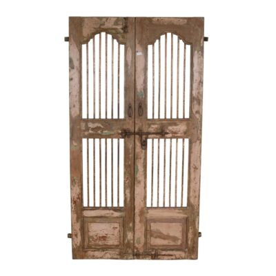 Antique Indian Teak Wood and Iron Jali Doors (177cm x 112cm) | c.1880-1900