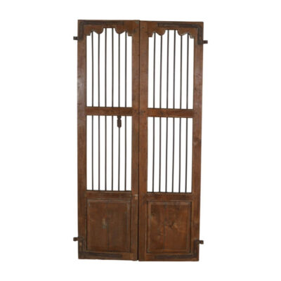 Antique Indian Teak Wood and Iron Jali Doors (163cm x 108cm) | c.1880-1900