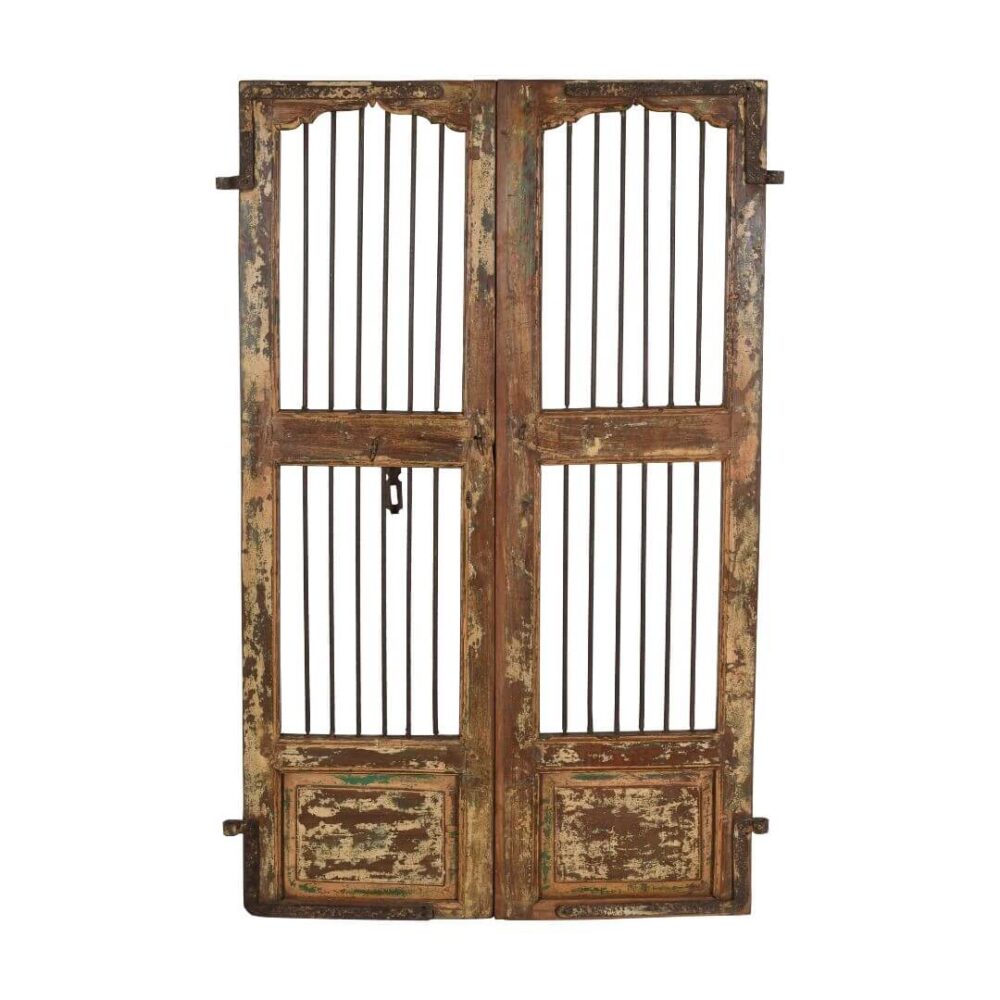 Antique Indian Teak Wood and Iron Jali Doors (163cm x 108cm) | c.1880-1900