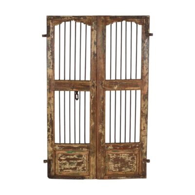Antique Indian Teak Wood and Iron Jali Doors (163cm x 108cm) | c.1880-1900