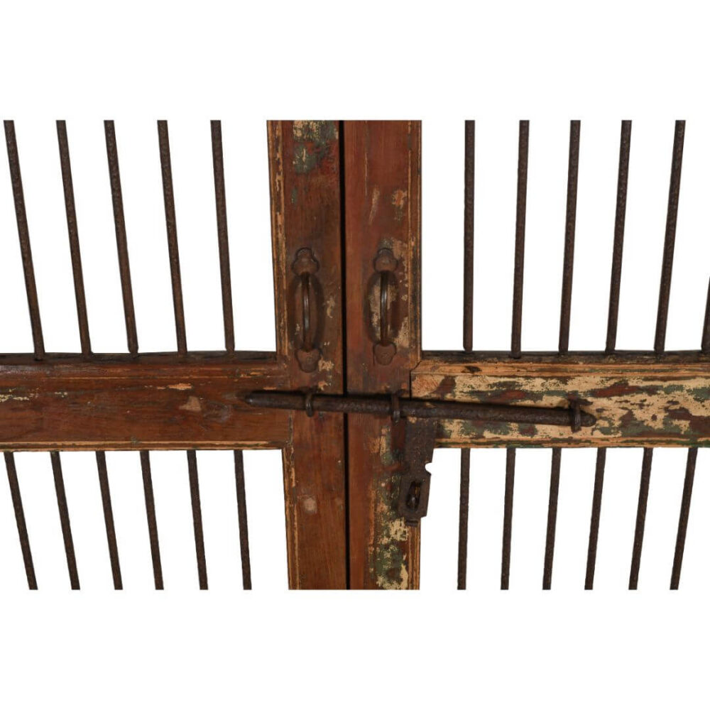 Antique Indian Teak Wood and Iron Jali Doors (163cm x 108cm) | c.1880-1900 - Image 3