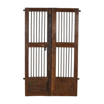 Antique Indian Teak Wood and Iron Jali Doors (163cm x 106cm) | c.1880-1900