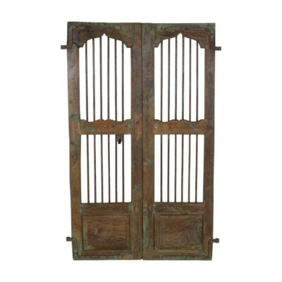 Antique Indian Teak Wood and Iron Jali Doors (166cm x 107cm) | c.1880-1900