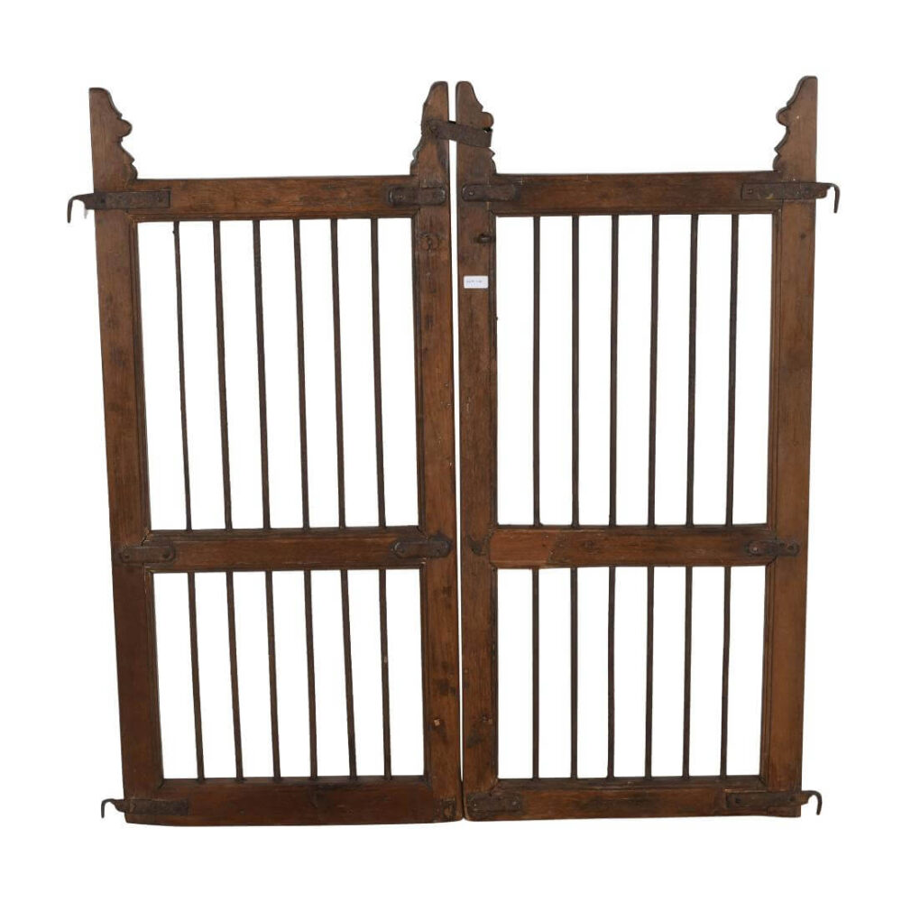 Antique Indian Teak Wood and Iron Jali Dog Gates - 19th Century - Image 3