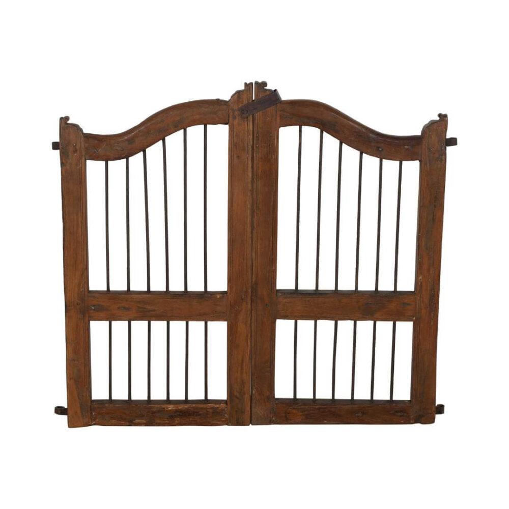 Antique Indian Teak Wood and Iron Jali Dog Gates - 19th Century Originals