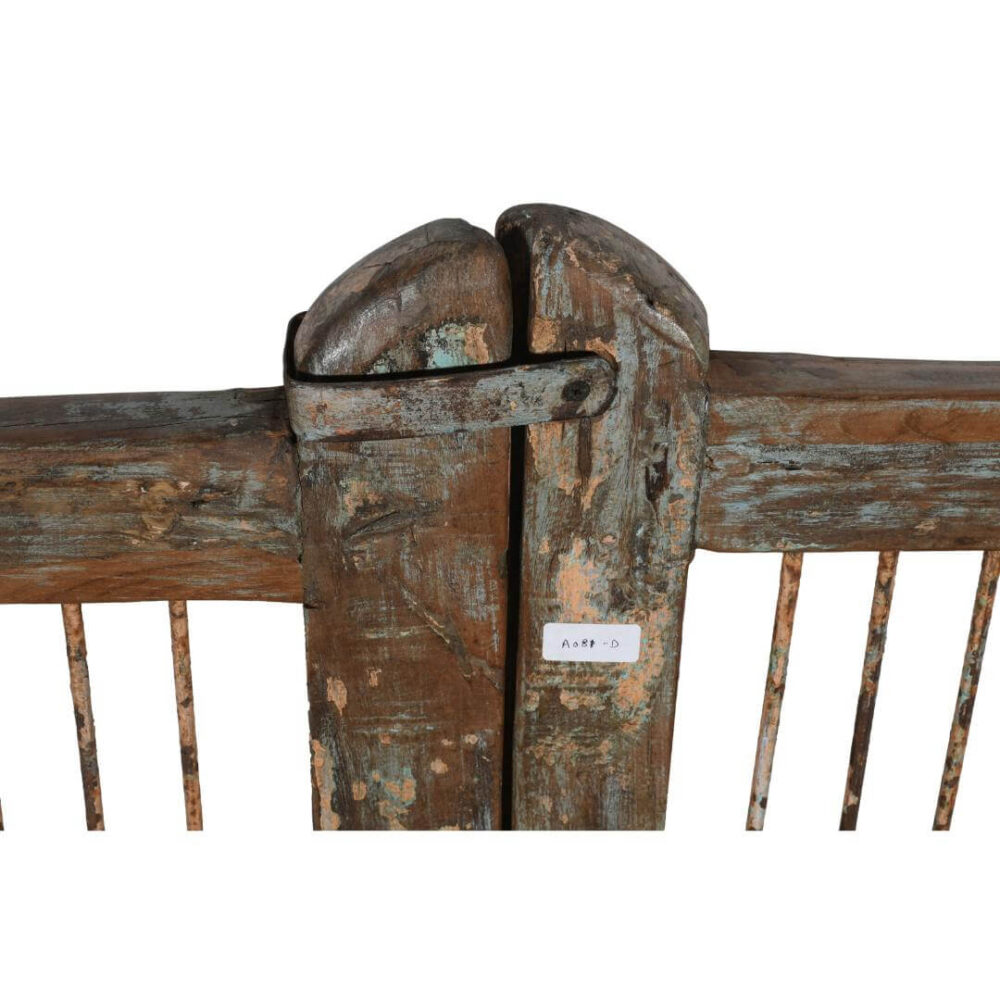 Antique Indian Teak Wood and Iron Jali Dog Gates – 19th Century Originals 108x102cm - Image 2