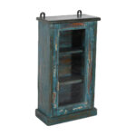 Antique Indian Teak Wood Glass Wall-Mounted Cabinet – c.1920