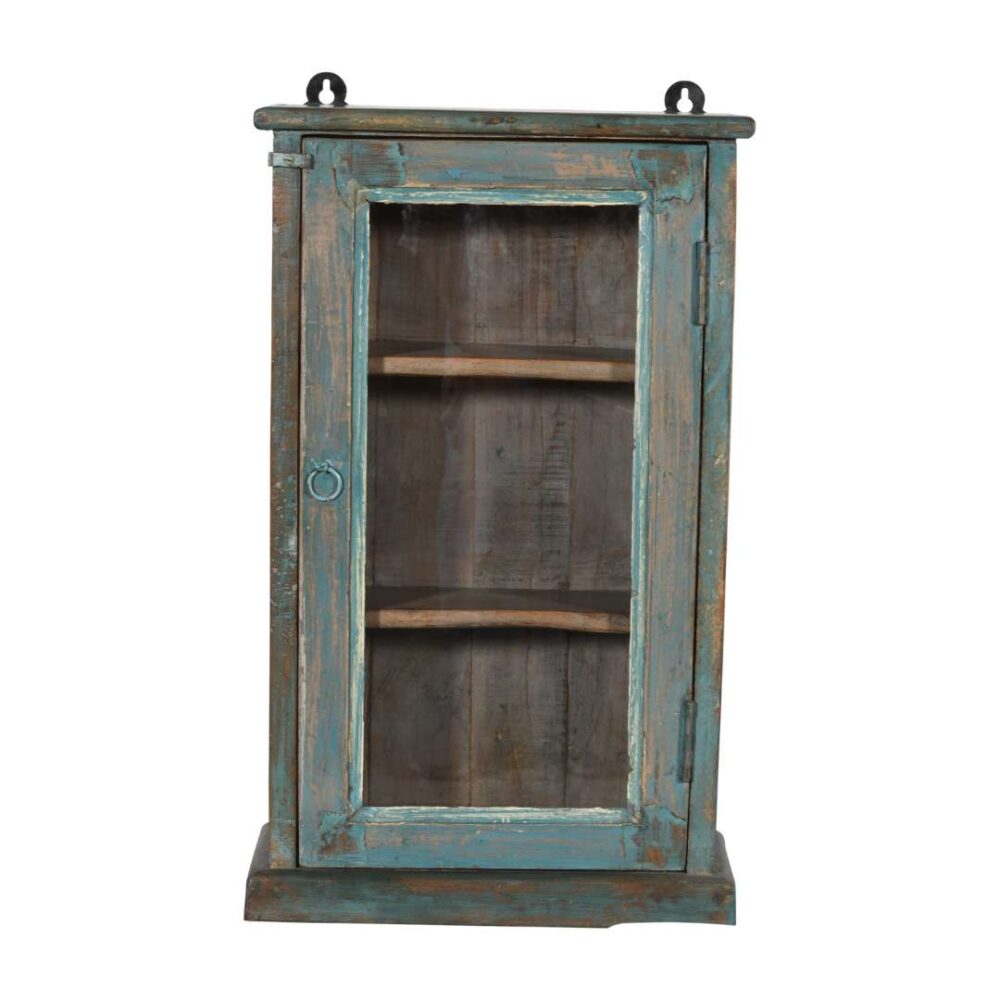 Antique Indian Teak Wood Glass Wall-Mounted Cabinet – c.1920 - Image 2