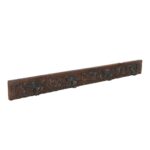Antique Rich Mahogany Teak Carved Coat Hook Panel with Black Iron Hooks – Indian Vintage Scrollwork (123cm)