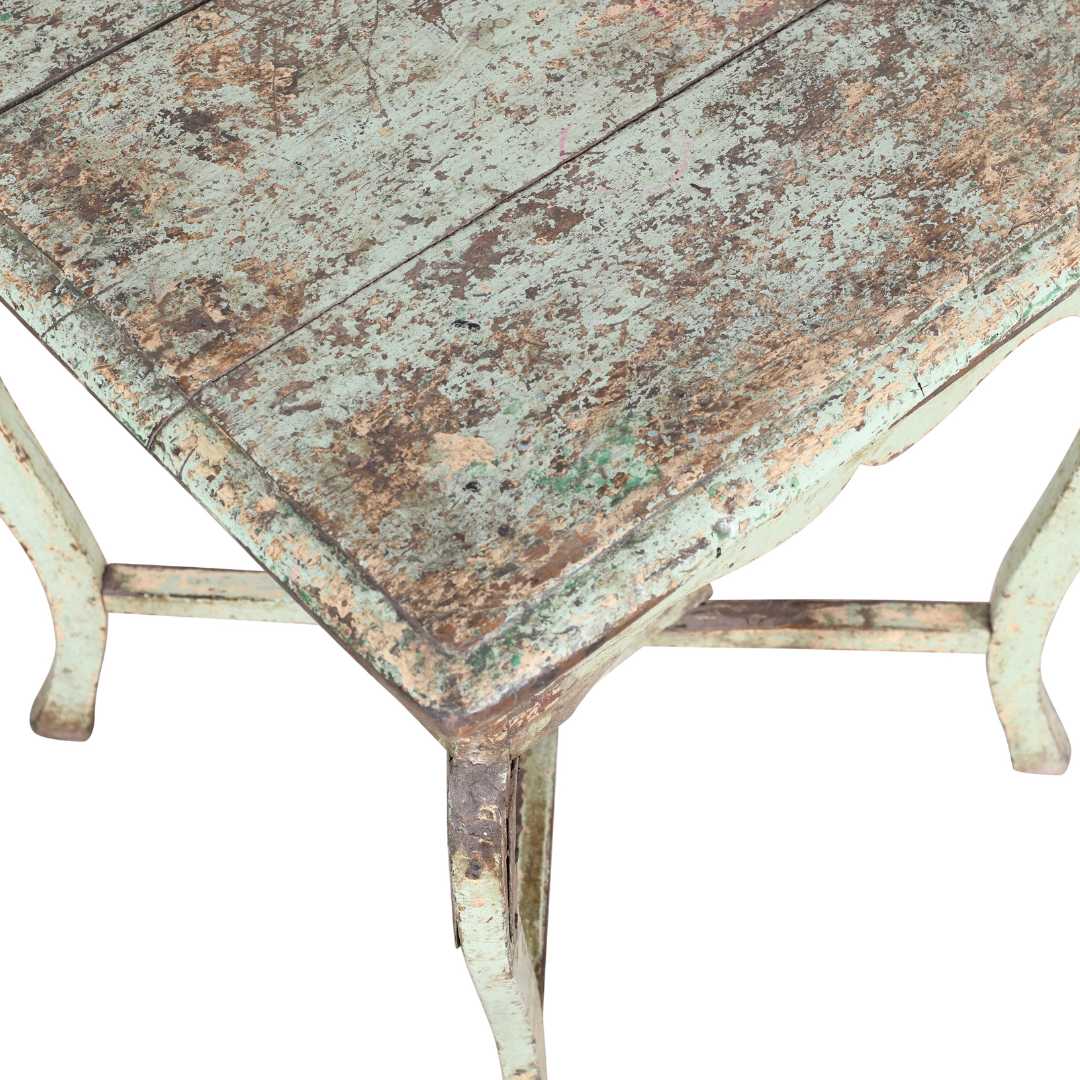 Antique Mint Green Patina Indian Colonial Teak Side Coffee Table – c1900 - Image 4