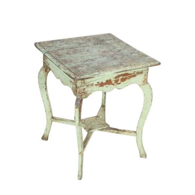 Antique Mint Green Patina Indian Colonial Teak Side Coffee Table – c1900
