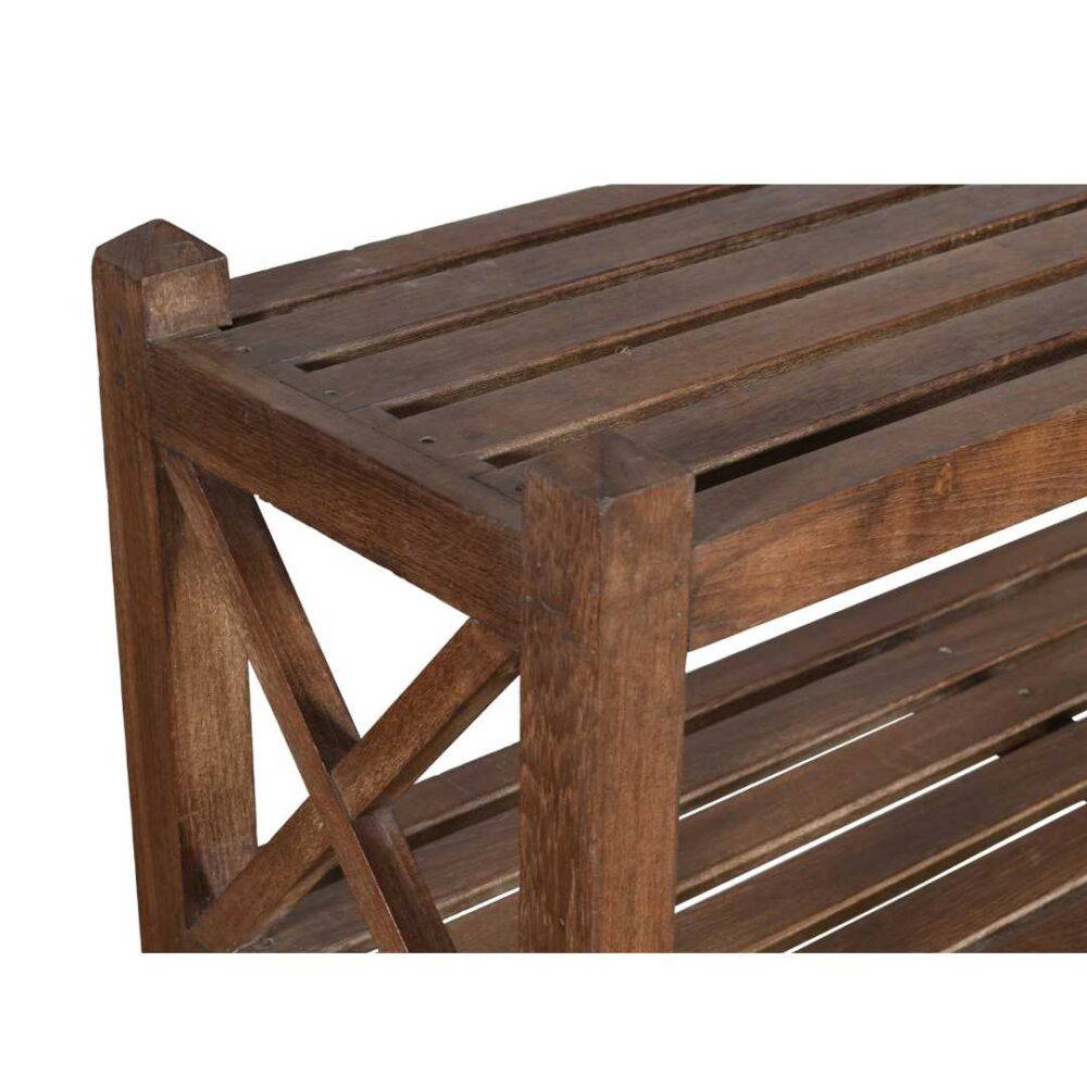 Antique Rich Chestnut Teak Wood Industrial Kitchen Pan Rack – 4 Tier c1900s - Image 4