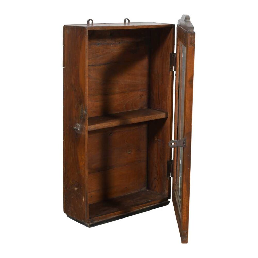 Antique Chestnut Teak Wall Mounted Spice or Medicine Cabinet – India c1920 - Image 2