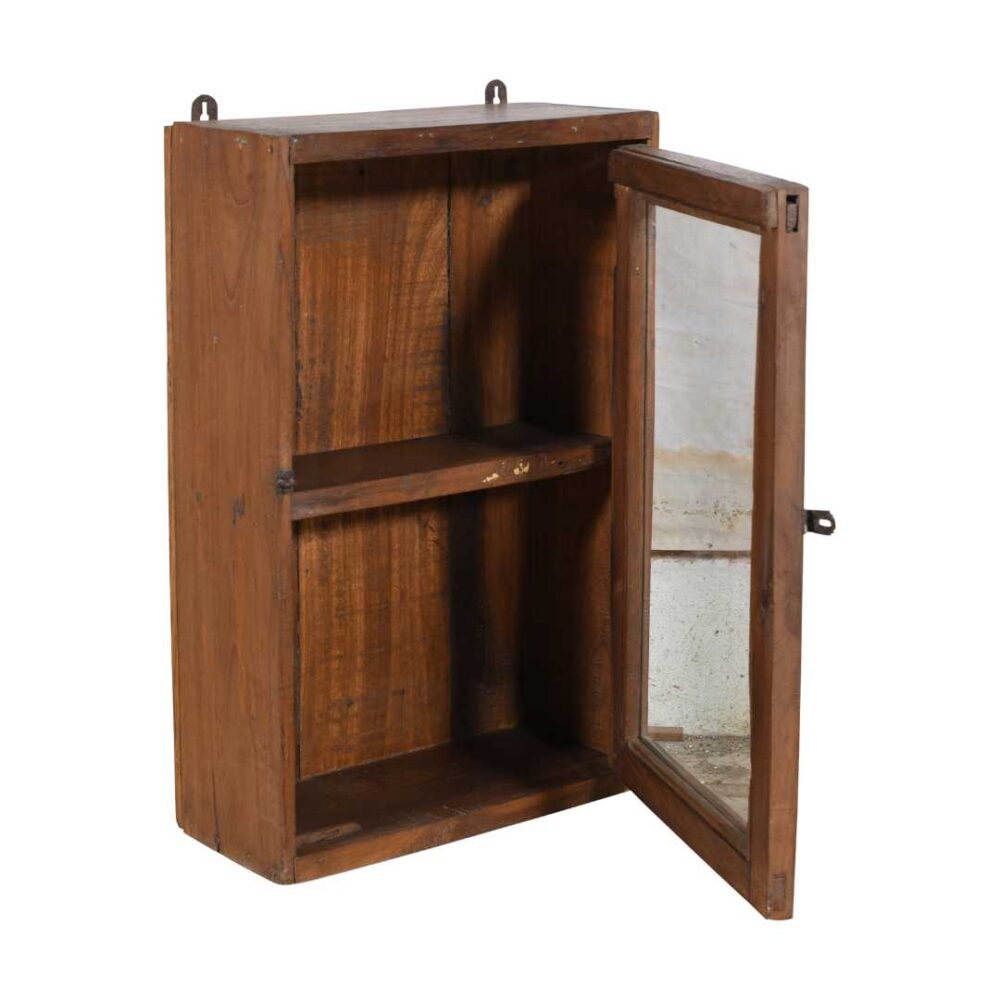 Antique Chestnut Teak Wall Mounted Spice or Medicine Cabinet – India c1920 - Image 4