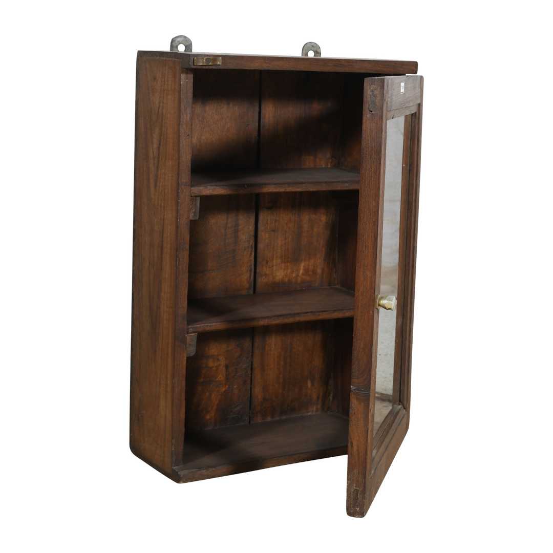 Antique Chestnut Teak Wall Mounted Spice or Medicine Cabinet – India c1920 - Image 4