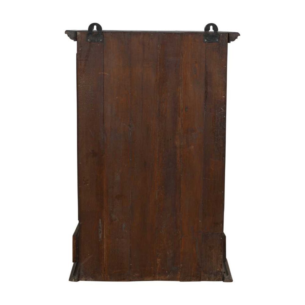 Antique Chestnut Teak Wall Mounted Spice or Medicine Cabinet with Green Ceramic Tiles & Drawers – India c1920 - Image 4