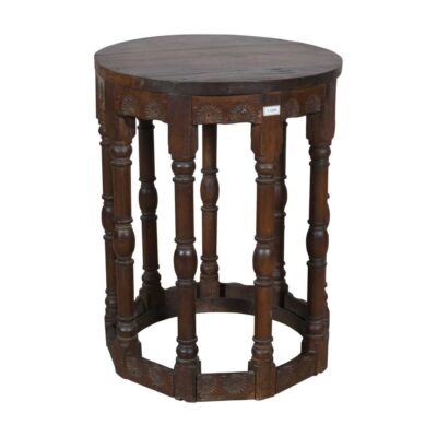 Antique Rich Brown Teak Indian Colonial 9-Sided Coffee Table – Victorian Era Occasional Table