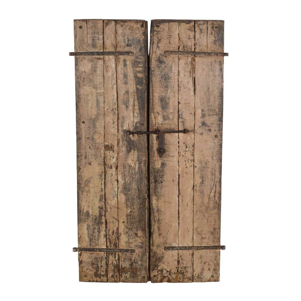 Antique Earthy Oak & Iron Teak Indian Doors – 1880s Gujarat Pair - Image 3