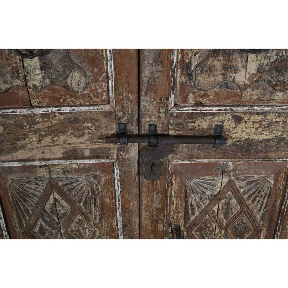 Antique Earthy Oak & Iron Teak Indian Doors – 1880s Gujarat Pair - Image 2