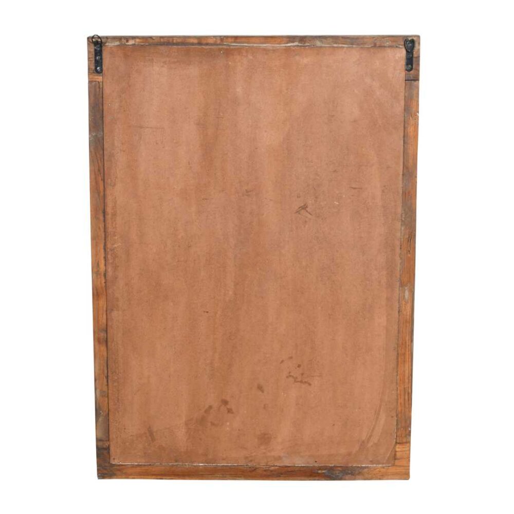 Antique Forest Green & Rustic Teak Shutter Mirror – 19th Century Indian Window Frame - Image 5