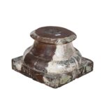 Antique Teak Pillar Base Candle Holder – Distressed Cream, Sage & Walnut Brown