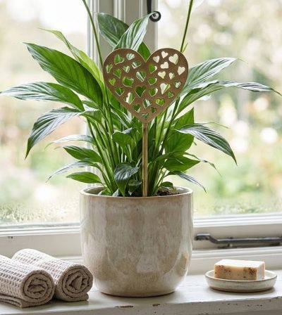 Heart - Brass Plated Stainless Steel Plant Stake